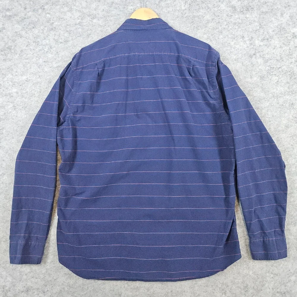 J Crew Men's Blue Red Striped Shirt Size‎ XL Button Down 100% Cotton LIGHT WEAR